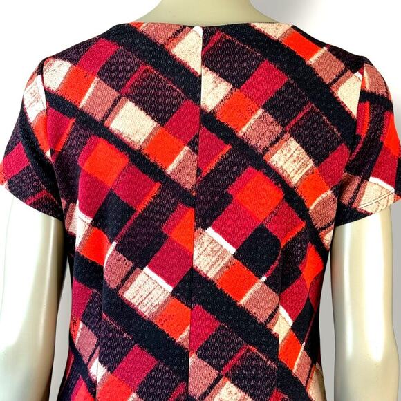 Perceptions NY Geometric Short Sleeves Stretchy Shift Tee Dress Pullover Size 8 - Picture 7 of 12